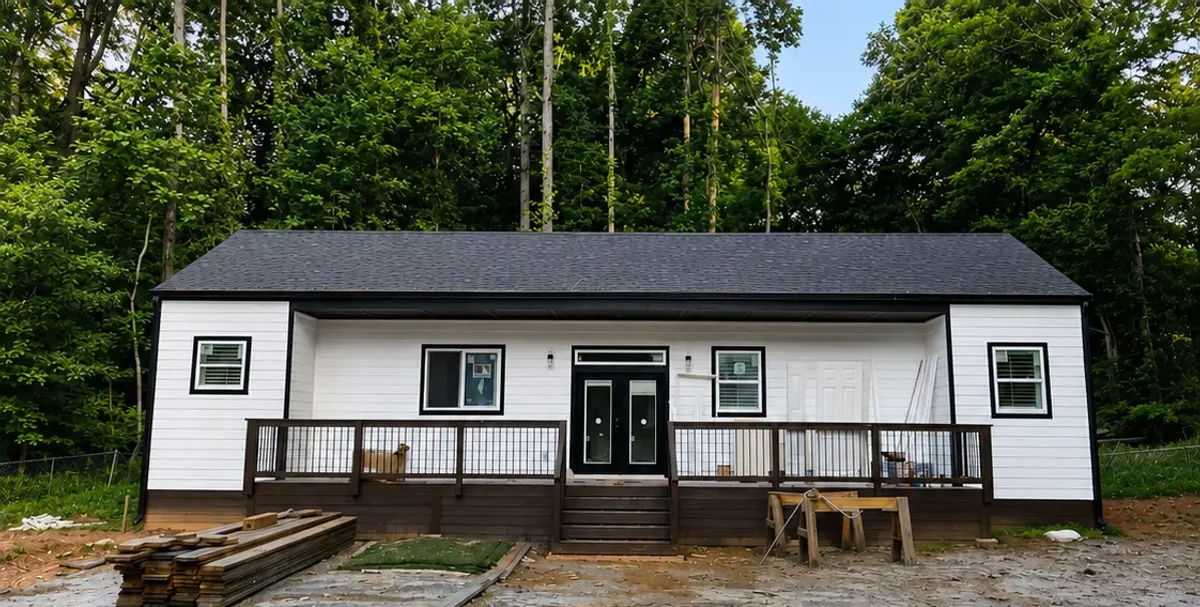 Finished 960 SF 3-bedroom modular home exterior